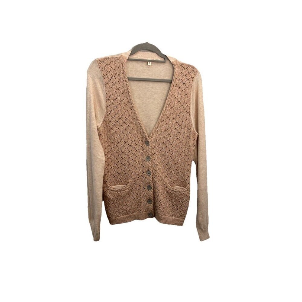 Moth Beige Knit Button-Up Cardigan
